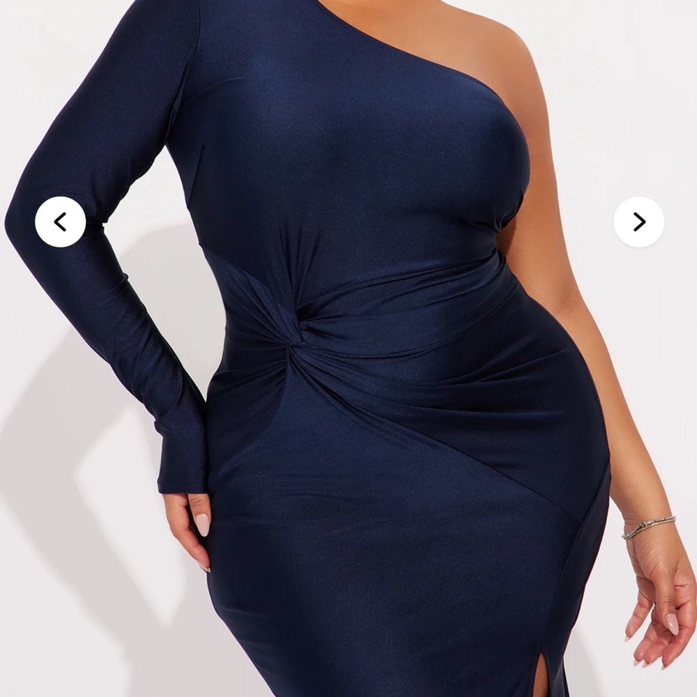 💙Fashion Nova Midnight Blue One-Shoulder Dress - Picture 2 of 7